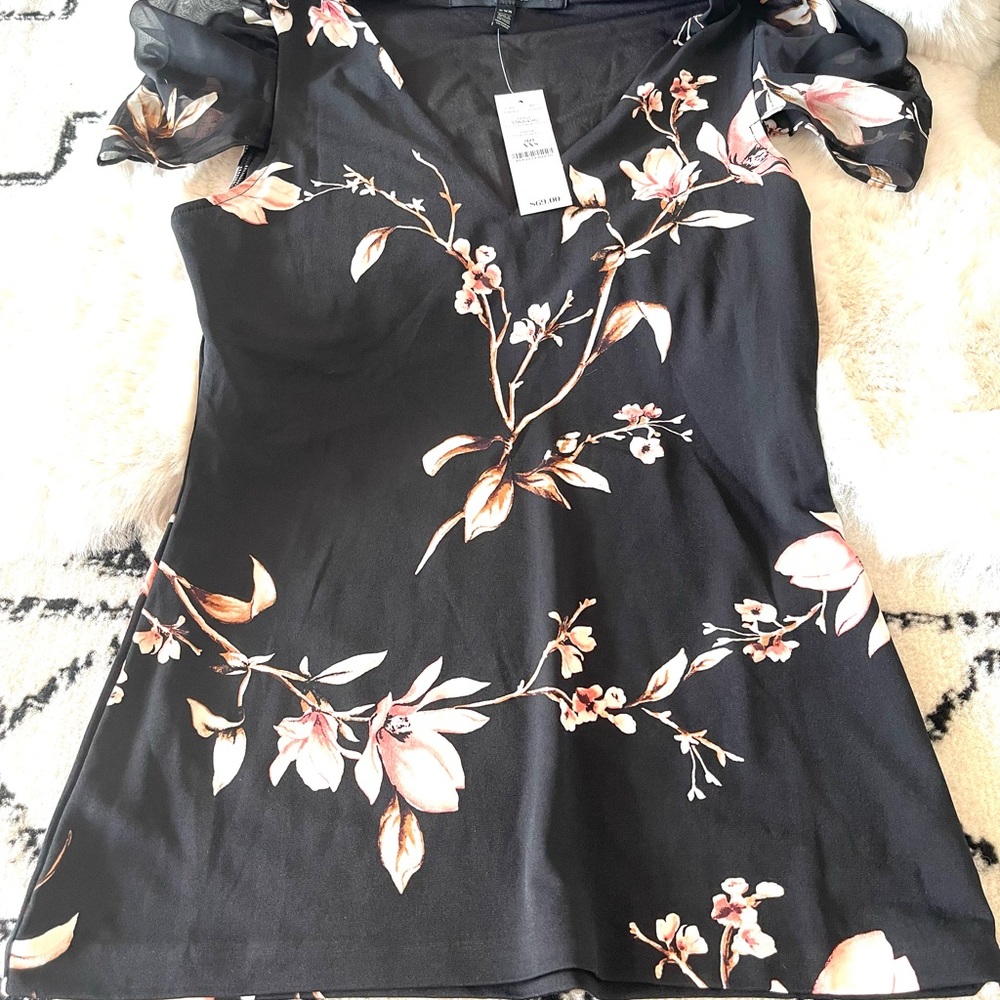 NWT Whbm Sheer-Sleeve Ruched Top, Xxs ($69) - Picture 5 of 7